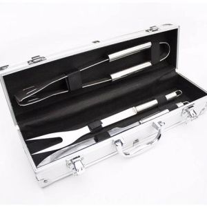 KIT CHURRASCO 3 PEÇAS INOX + MALETA