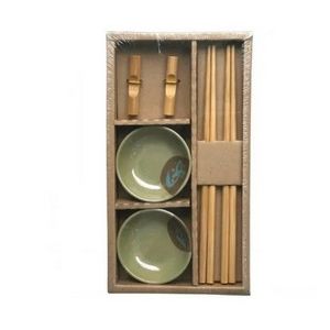 KIT HASHI 6 PEÇAS 2 PORTA MOLHO 2 PARES DE HASHI COM DESCANSO ROCIE