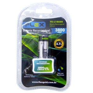 BATERIA/PILHA RECARREGÁVEL FLEX FX-L18650 3800MAH