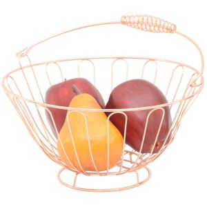 CESTO DE FRUTAS COM ALÇA AÇO CROMADO ROSE GOLD 20CM X 12CM WINCY 