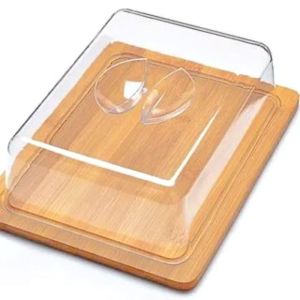 BOLEIRA COM CÚPULA BAMBU 26,5CM X 20,5CM X 7,5CM WINCY 