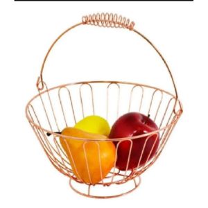 CESTO DE FRUTAS COM ALÇA AÇO CROMADO ROSE GOLD 20CM X 12CM WINCY 