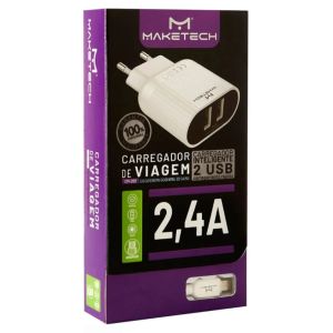 CARREGADOR DE VIAGEM ANDROID 2 PORTAS USB 2,4A