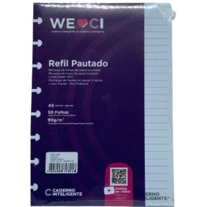 Refil Caderno Inteligente Pautado A5 90gm 50 FOLHAS