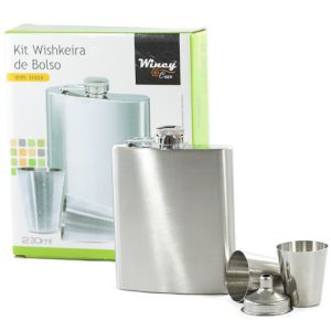 KIT WHISKEIRA DE BOLSO 210ML 4 PEÇAS INOX WINCY