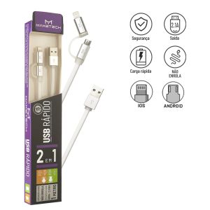 CABO USB RÁPIDO 2 EM 1 ANDROID/IOS 1M MAKETECH
