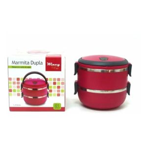 MARMITA HERMÉTICA DUPLA TAMPA COM SAIDA DE VAPOR 1,1 LITROS