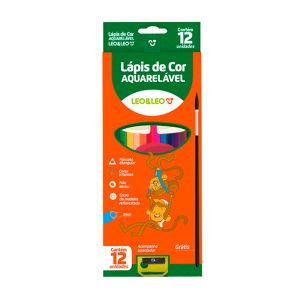 LÁPIS DE COR AQUARELÁVEL 12 CORES LEO&LEO