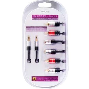 CABO AUDIO NYLON 35MM + 2 ADAPTADORES 2 RCA M X 35MM MULTILASER WI286 