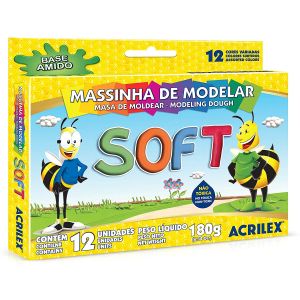 MASSA PARA MODELAR SOFT 12 CORES ACRILEX BASE AMIDO