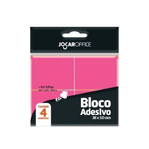Bloco Adesivo Jocar Rosa 38mm x 50mm 