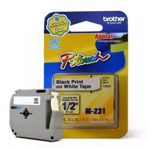 FITA P/ ROTULADORA M-231 BROTHER PRETO E BRANCO