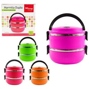 MARMITA HERMÉTICA DUPLA TAMPA COM SAIDA DE VAPOR 1,1 LITROS