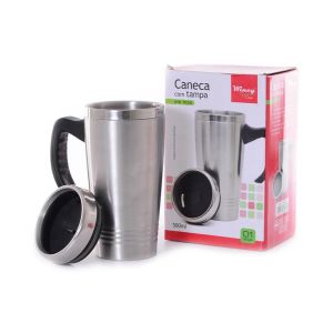 CANECA COM TAMPA EM INOX 500ML