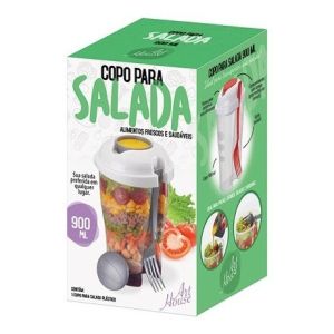 COPO PARA SALADA 900ML COM GARFO ART HOUSE