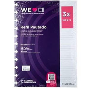 Refil Caderno Inteligente Pautado Grande 90gm 50 FOLHAS