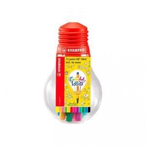 Estojo Lâmpada Stabilo Colorful Ideas Point 88 Mini 12 Cores